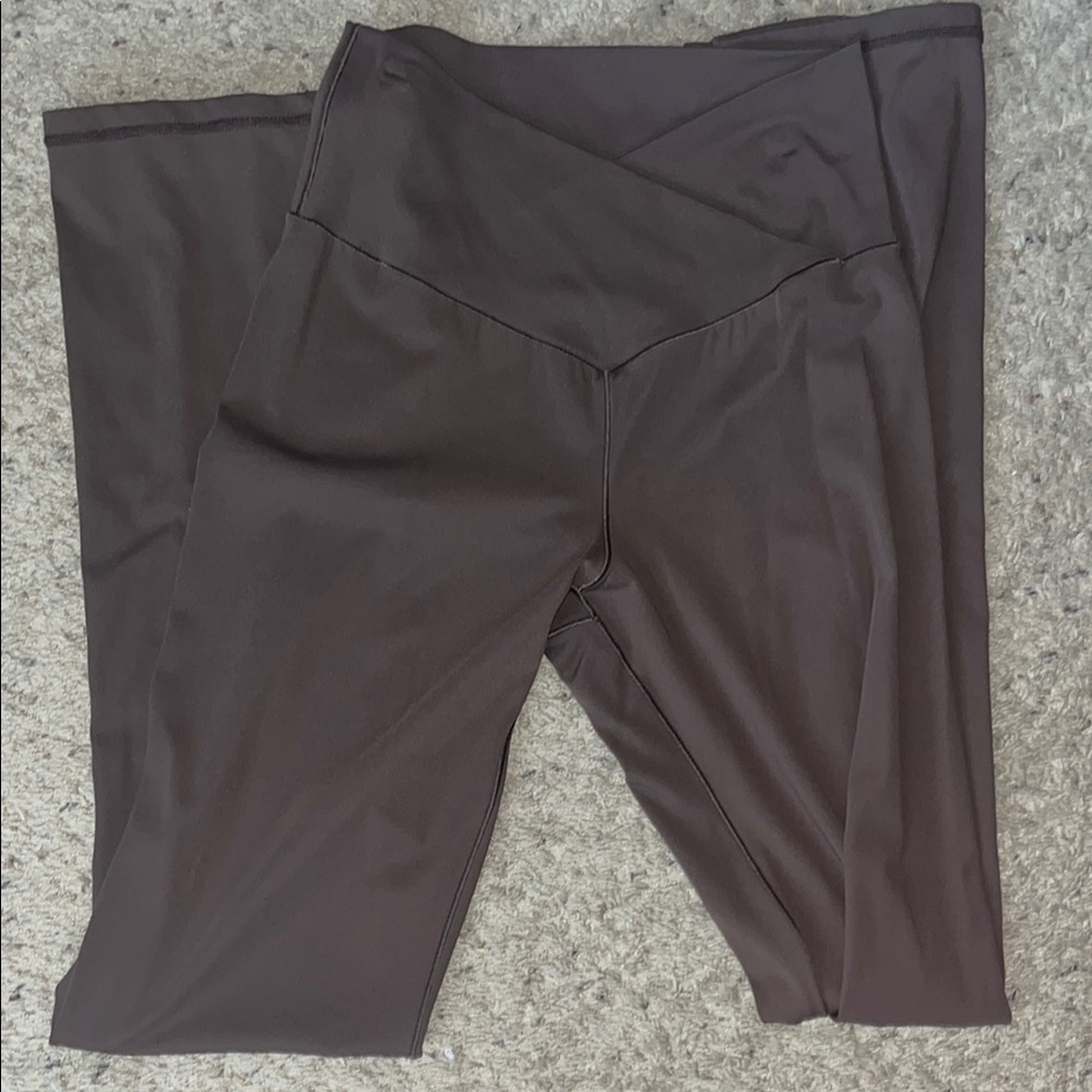 BUNDLE - 2 PAIRS Black+Brown High-Waisted Flare Leggings